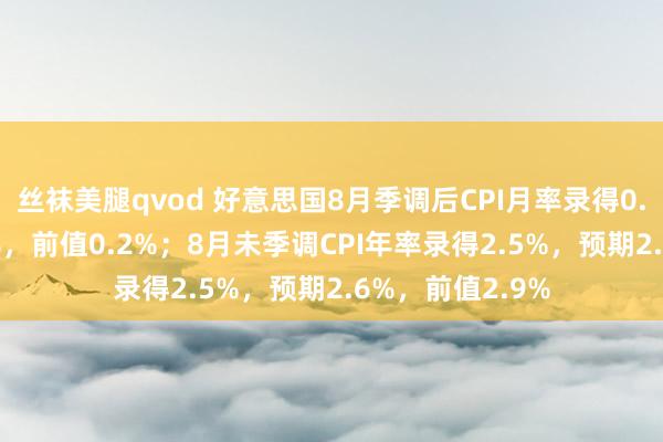 丝袜美腿qvod 好意思国8月季调后CPI月率录得0.2%，预期0.2%，前值0.2%；8月未季调CPI年率录得2.5%，预期2.6%，前值2.9%