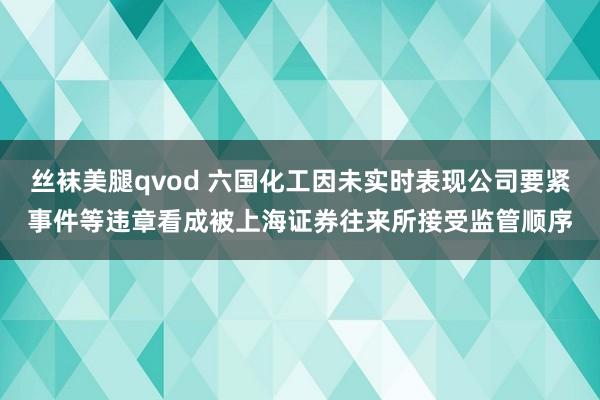 丝袜美腿qvod 六国化工因未实时表现公司要紧事件等违章看成被上海证券往来所接受监管顺序