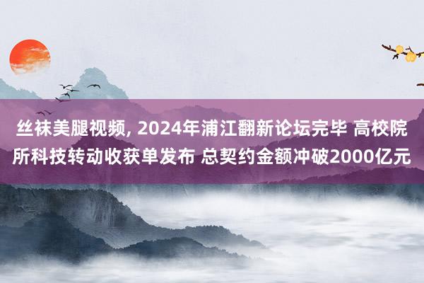 丝袜美腿视频, 2024年浦江翻新论坛完毕 高校院所科技转动收获单发布 总契约金额冲破2000亿元