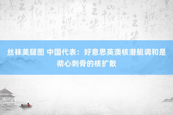 丝袜美腿图 中国代表：好意思英澳核潜艇调和是彻心刺骨的核扩散