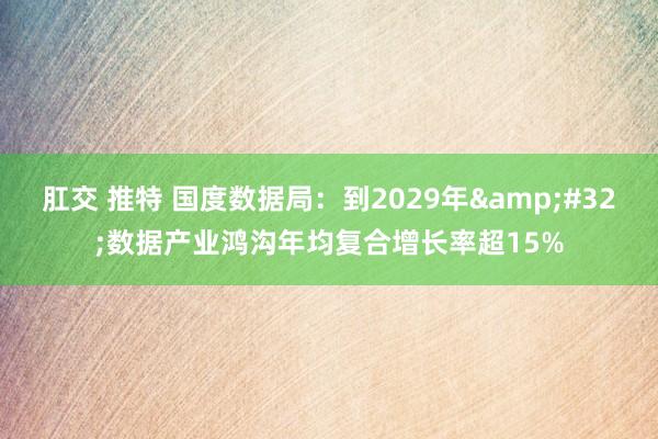 肛交 推特 国度数据局：到2029年&#32;数据产业鸿沟年均复合增长率超15%