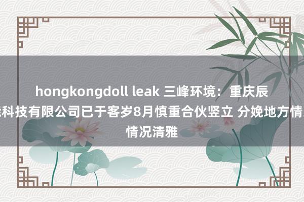 hongkongdoll leak 三峰环境：重庆辰峰储能科技有限公司已于客岁8月慎重合伙竖立 分娩地方情况清雅