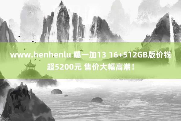 www.henhenlu 曝一加13 16+512GB版价钱超5200元 售价大幅高潮！