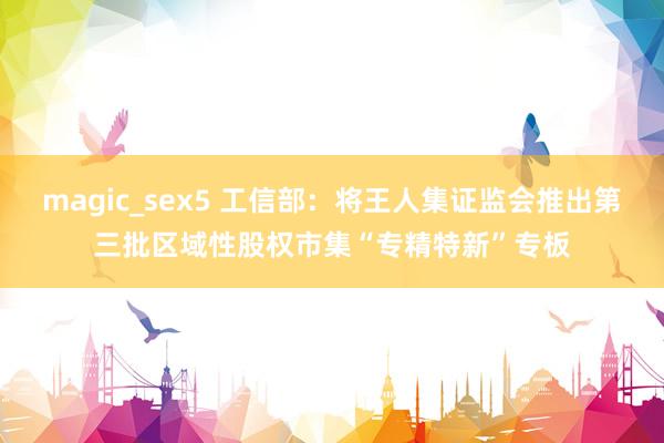 magic_sex5 工信部：将王人集证监会推出第三批区域性股权市集“专精特新”专板