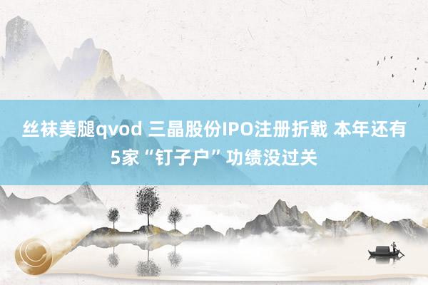 丝袜美腿qvod 三晶股份IPO注册折戟 本年还有5家“钉子户”功绩没过关