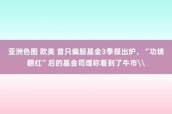 亚洲色图 欧美 首只偏股基金3季报出炉，“功绩翻红”后的基金司理称看到了牛市\