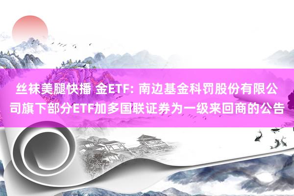 丝袜美腿快播 金ETF: 南边基金科罚股份有限公司旗下部分ETF加多国联证券为一级来回商的公告