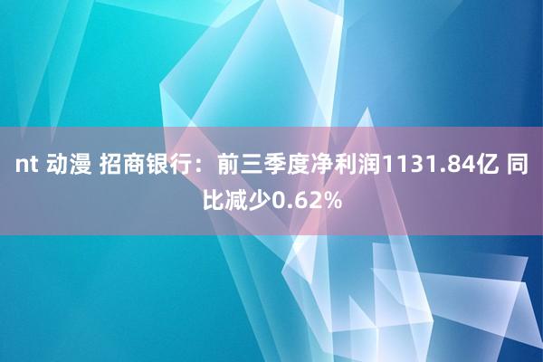 nt 动漫 招商银行：前三季度净利润1131.84亿 同比减少0.62%