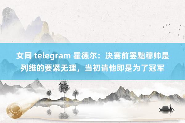 女同 telegram 霍德尔：决赛前罢黜穆帅是列维的要紧无理，当初请他即是为了冠军