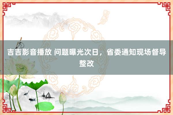 吉吉影音播放 问题曝光次日，省委通知现场督导整改