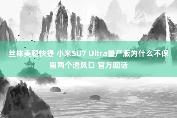 丝袜美腿快播 小米SU7 Ultra量产版为什么不保留两个透风口 官方回话