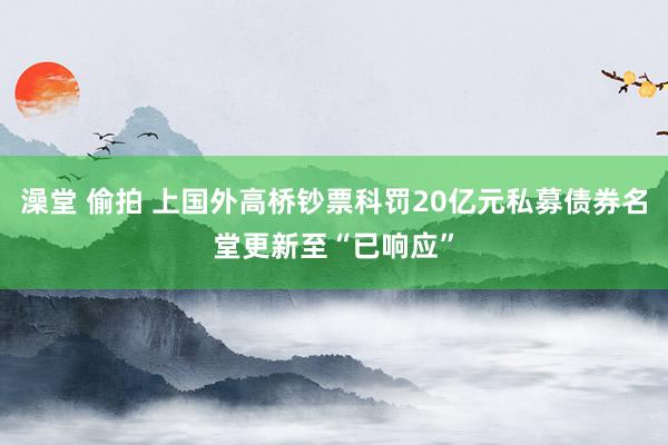 澡堂 偷拍 上国外高桥钞票科罚20亿元私募债券名堂更新至“已响应”