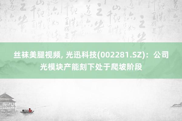 丝袜美腿视频， 光迅科技(002281.SZ)：公司光模块产能刻下处于爬坡阶段