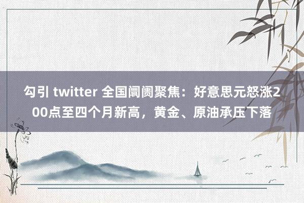 勾引 twitter 全国阛阓聚焦：好意思元怒涨200点至四个月新高，黄金、原油承压下落