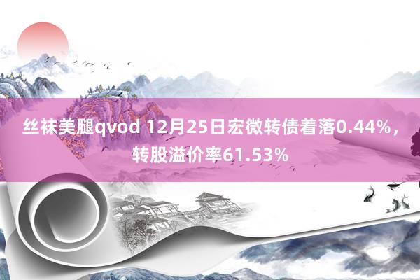 丝袜美腿qvod 12月25日宏微转债着落0.44%，转股溢价率61.53%