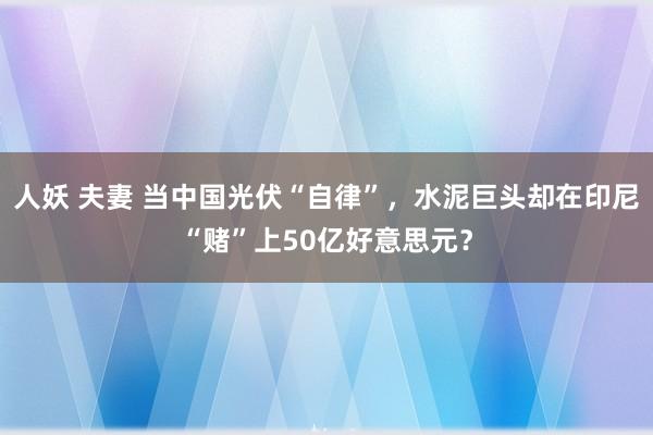 人妖 夫妻 当中国光伏“自律”，水泥巨头却在印尼“赌”上50亿好意思元？